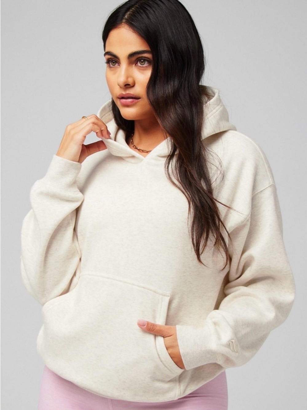 Fabletics by Khloe Kardashian Cozy Fleece Hoodie in Bone Heather